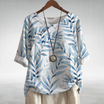 Women's lightweight summer blouse featuring a vibrant floral print, relaxed fit, and stylish three-quarter sleeves, perfect for warm weather outings. 0