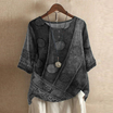 Women's vintage print blouse featuring a relaxed fit, lightweight and breathable fabric, perfect for a boho style look. 1