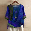 Women's vintage print blouse featuring a relaxed fit, lightweight and breathable fabric, perfect for a boho style look. 3