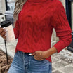 Women's cable-knit turtleneck sweater featuring a relaxed fit, perfect for cozy warmth during autumn and winter seasons. 0