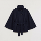 Women's oversized winter coat featuring a high collar and adjustable belt, designed for warmth and style, perfect for cold weather fashion. 5