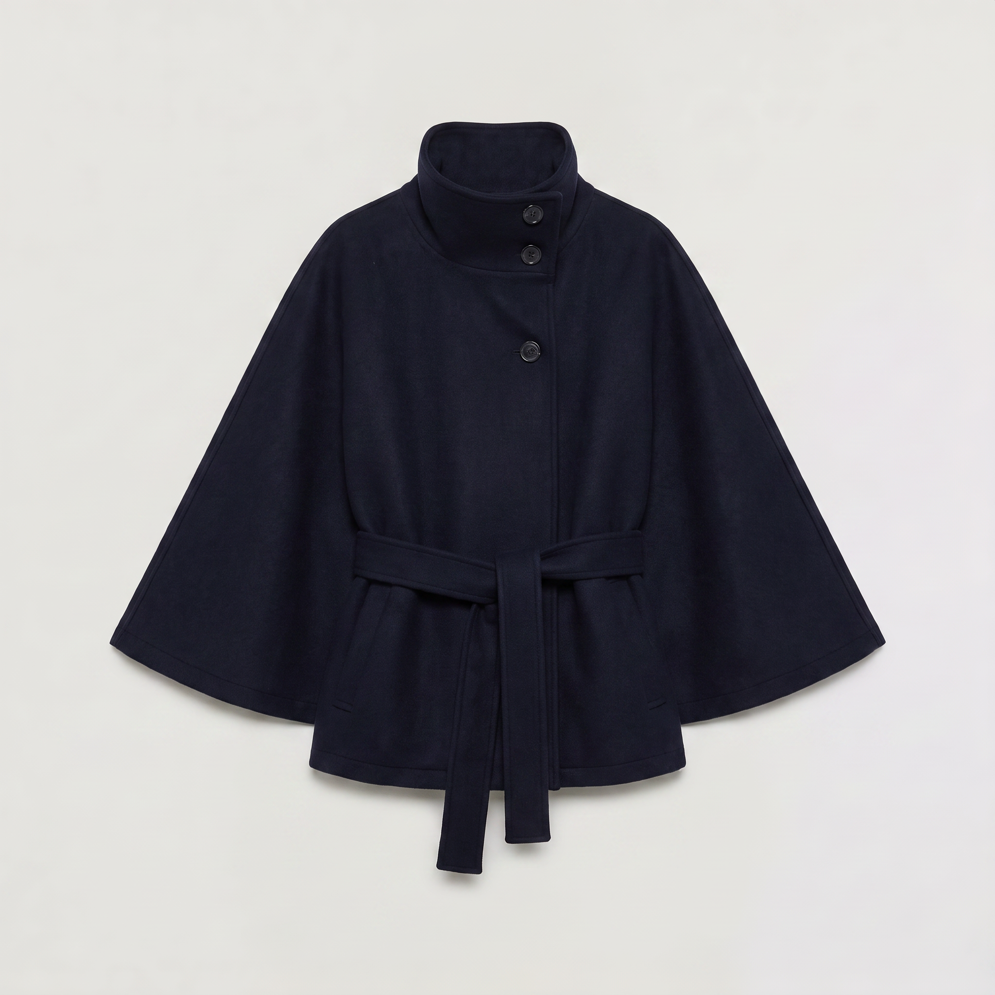 Women's oversized winter coat featuring a high collar and adjustable belt, designed for warmth and style, perfect for cold weather fashion. 5