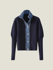 Women's cardigan sweater featuring a button-front closure and contrast trim, designed for comfortable layering in a soft knit fabric. 0
