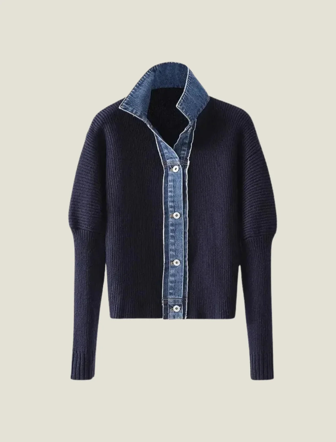 Women's cardigan sweater featuring a button-front closure and contrast trim, designed for comfortable layering in a soft knit fabric. 0