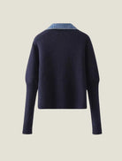 Women's cardigan sweater featuring a button-front closure and contrast trim, designed for comfortable layering in a soft knit fabric. 1