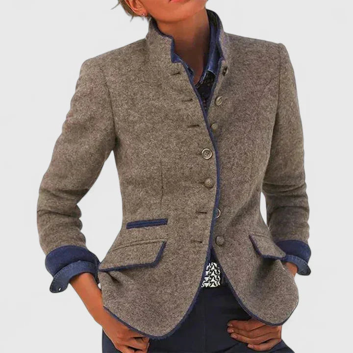 Women's black cardigan with button closure, designed for office wear, showcasing an elegant formal style suitable for professional settings. 0
