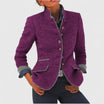 Women's black cardigan with button closure, designed for office wear, showcasing an elegant formal style suitable for professional settings. 1