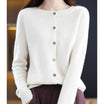 Women's black cardigan featuring a button front and relaxed fit, made from soft stretch knit fabric, perfect for layering and comfortable wear. 0