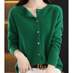 Women's black cardigan featuring a button front and relaxed fit, made from soft stretch knit fabric, perfect for layering and comfortable wear. 3