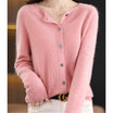 Women's black cardigan featuring a button front and relaxed fit, made from soft stretch knit fabric, perfect for layering and comfortable wear. 7