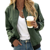 Women's Classic Bomber Jacket with Front Zipper in black, featuring a sleek design, comfortable fit, and versatile styling options for any occasion. 2