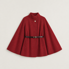 Women's cloak coat featuring an adjustable waist belt and relaxed batwing sleeves, designed for elegant layering and stylish comfort. 5
