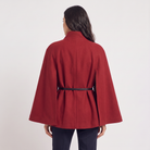 Women's cloak coat featuring an adjustable waist belt and relaxed batwing sleeves, designed for elegant layering and stylish comfort. 6
