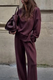 Women's co-ord set featuring a relaxed fit oversized top and wide leg trousers, made from soft fabric for ultimate comfort and style. 0