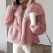 Women's cropped faux fur jacket with open front, featuring a plush textured design perfect for autumn and winter styling. 0