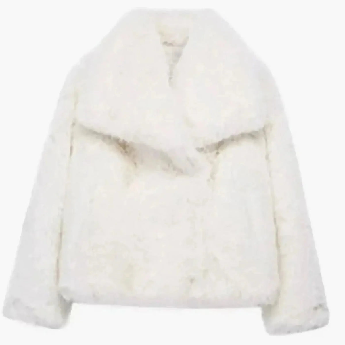 Women's cropped faux fur jacket with open front, featuring a plush textured design perfect for autumn and winter styling. 5