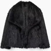 Women's cropped faux fur jacket with open front, featuring a plush textured design perfect for autumn and winter styling. 9