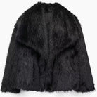 Women's cropped faux fur jacket with open front, featuring a plush textured design perfect for autumn and winter styling. 9