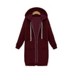 Women's longline cozy sweatshirt featuring an adjustable drawstring hood and front pockets, perfect for layering in cool weather. 11