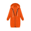 Women's longline cozy sweatshirt featuring an adjustable drawstring hood and front pockets, perfect for layering in cool weather. 4