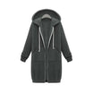 Women's longline cozy sweatshirt featuring an adjustable drawstring hood and front pockets, perfect for layering in cool weather. 5