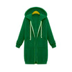 Women's longline cozy sweatshirt featuring an adjustable drawstring hood and front pockets, perfect for layering in cool weather. 6