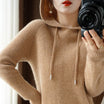 Women's cozy hoodie featuring a drawstring and ribbed cuffs, perfect for a relaxed fit in fall and winter. 2