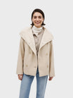 Women's wool-feel short coat featuring an oversized collar and stylish wrap-front design, perfect for smart-casual occasions. 2