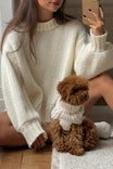 Women's classic crew neck jumper made from thick acrylic knit, perfect for layering in cooler weather. 5