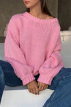 Women's classic crew neck jumper made from thick acrylic knit, perfect for layering in cooler weather. 8
