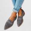 Women's loafers featuring a pointed suede design, comfortable flat sole, and elegant style, perfect for autumn footwear. 1