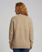 Women's long black cardigan featuring a button front design, crafted from soft brushed knit for comfort and style. 3