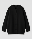Women's long black cardigan featuring a button front design, crafted from soft brushed knit for comfort and style. 5