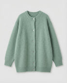 Women's long black cardigan featuring a button front design, crafted from soft brushed knit for comfort and style. 9