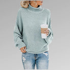 Women's loose knit sweater for winter, featuring a soft and cozy pullover design in a casual style, perfect for staying warm and fashionable. 5