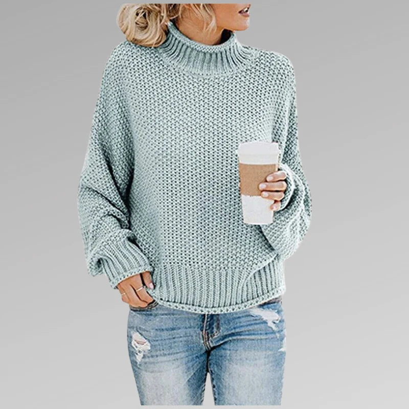 Women's loose knit sweater for winter, featuring a soft and cozy pullover design in a casual style, perfect for staying warm and fashionable. 5