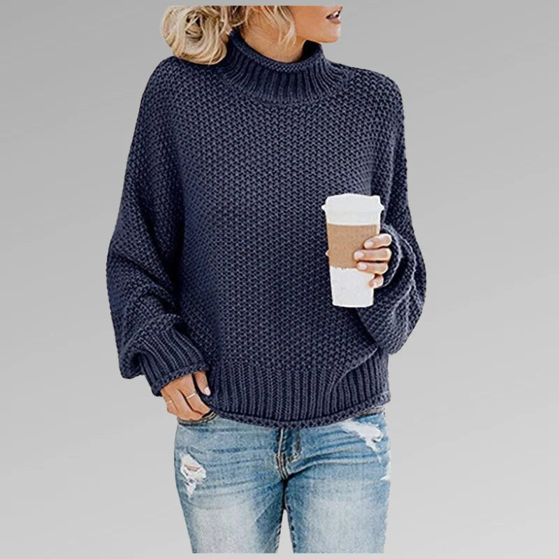 Women's loose knit sweater for winter, featuring a soft and cozy pullover design in a casual style, perfect for staying warm and fashionable. 6
