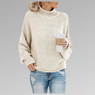 Women's loose knit sweater for winter, featuring a soft and cozy pullover design in a casual style, perfect for staying warm and fashionable. 7