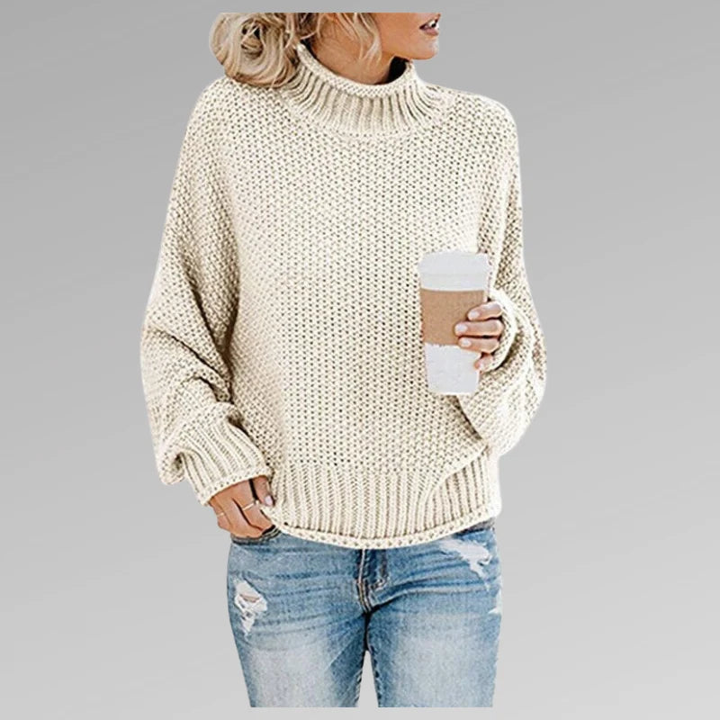 Women's loose knit sweater for winter, featuring a soft and cozy pullover design in a casual style, perfect for staying warm and fashionable. 7