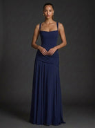 Women's Maxi Dress with Square Neckline and Ruched Bodice – Elegant Formal Dress for Weddings and Special Occasions 4