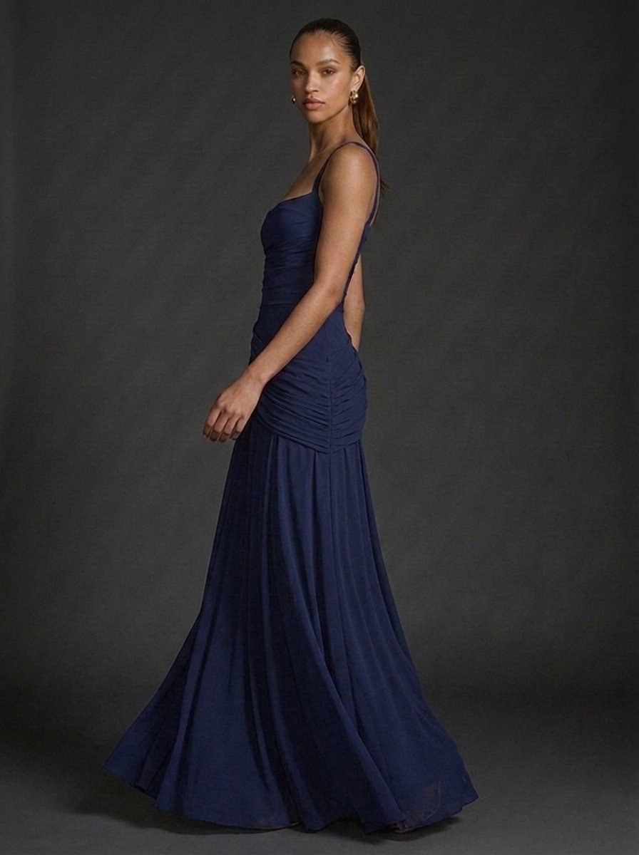 Women's Maxi Dress with Square Neckline and Ruched Bodice – Elegant Formal Dress for Weddings and Special Occasions 5