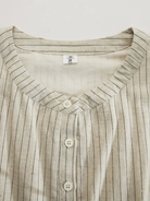 Women's maxi dress featuring a striped button-down front, side pockets, and a lightweight breathable design, perfect for summer wear. 4
