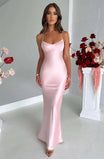 Women’s Maxi Dress with Thin Shoulder Straps and Low Neckline