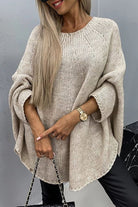 Women's oversized sweater featuring batwing sleeves and a stylish crew neck, crafted from soft knit fabric for a cozy fit, perfect for casual outings or lounging at 0