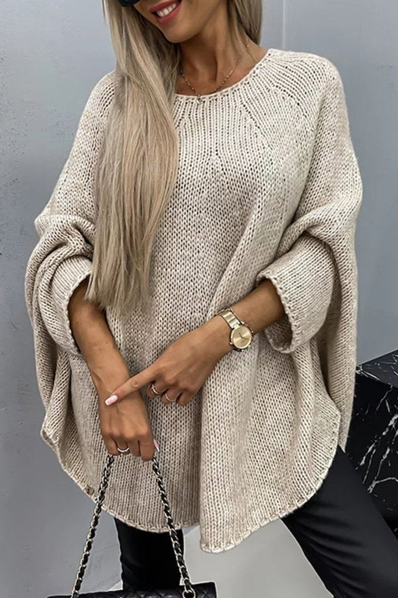 Women's oversized sweater featuring batwing sleeves and a stylish crew neck, crafted from soft knit fabric for a cozy fit, perfect for casual outings or lounging at 0
