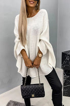 Women's oversized sweater featuring batwing sleeves and a stylish crew neck, crafted from soft knit fabric for a cozy fit, perfect for casual outings or lounging at 2