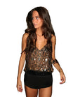Women’s Sleeveless Sequin Top With V Neck And Thin Straps