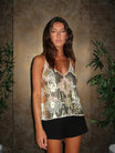 Women’s Sleeveless Sequin Top With V Neck And Thin Straps