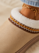 Women's slippers featuring a soft plush faux fur lining, designed as cozy faux suede mules suitable for both indoor and outdoor use. 4