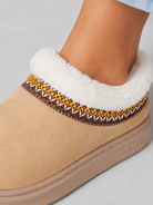 Women's slippers featuring a soft plush faux fur lining, designed as cozy faux suede mules suitable for both indoor and outdoor use. 5